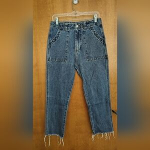 NEON BLONDE High Rise Jeans With Raw Hem